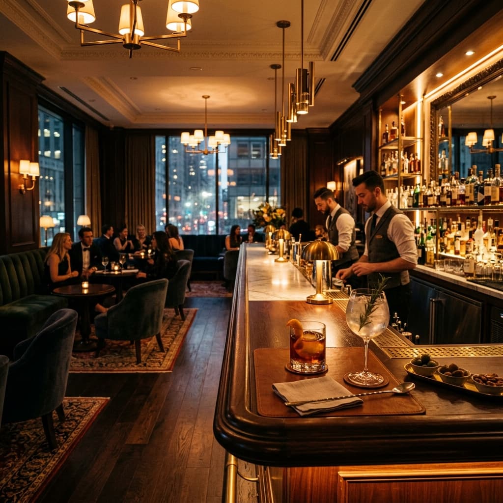 Sophisticated hotel bar interior