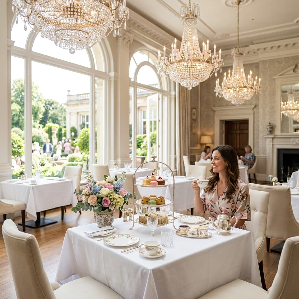 Elegant hotel afternoon tea and dining